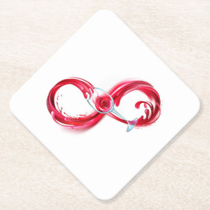 Infinity with Red Wine Paper Coaster
