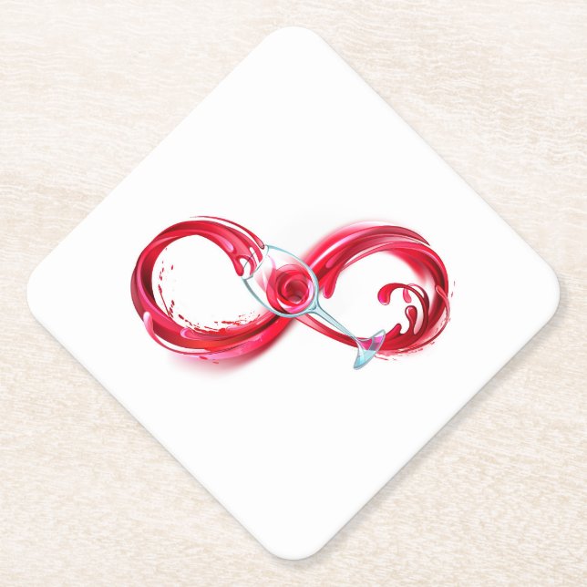 Infinity with Red Wine Paper Coaster (Front)