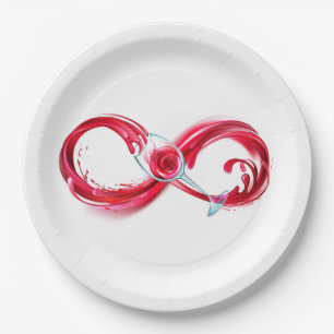 Infinity with Red Wine Paper Plate
