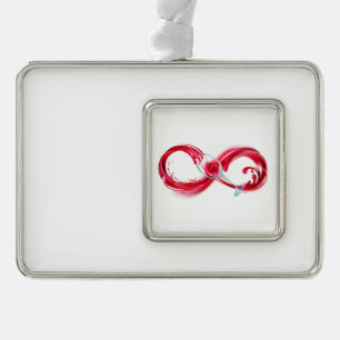 Infinity with Red Wine Silver Plated Framed Ornament