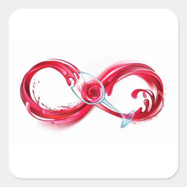 Infinity with Red Wine Square Sticker (Front)