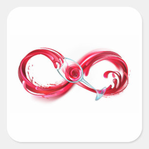 Infinity with Red Wine Square Sticker