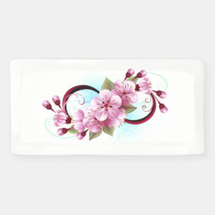 Infinity with Sakura Blossom Flowers Banner