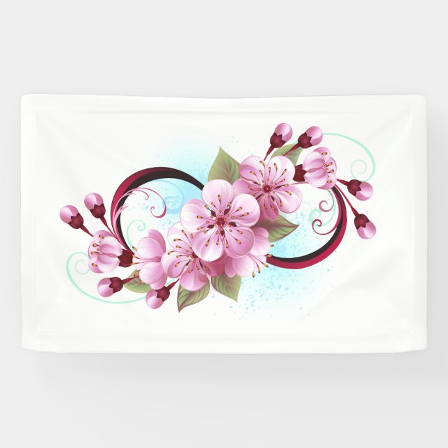 Infinity with Sakura Blossom Flowers Banner (Horizontal)