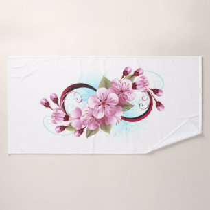 Infinity with Sakura Blossom Flowers Bath Towel