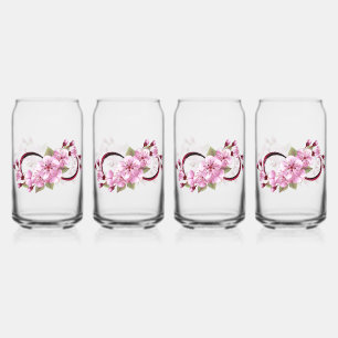 Infinity with Sakura Blossom Flowers Can Glass