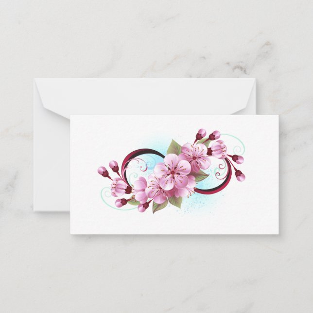 Infinity with Sakura Blossom Flowers Card (Front)
