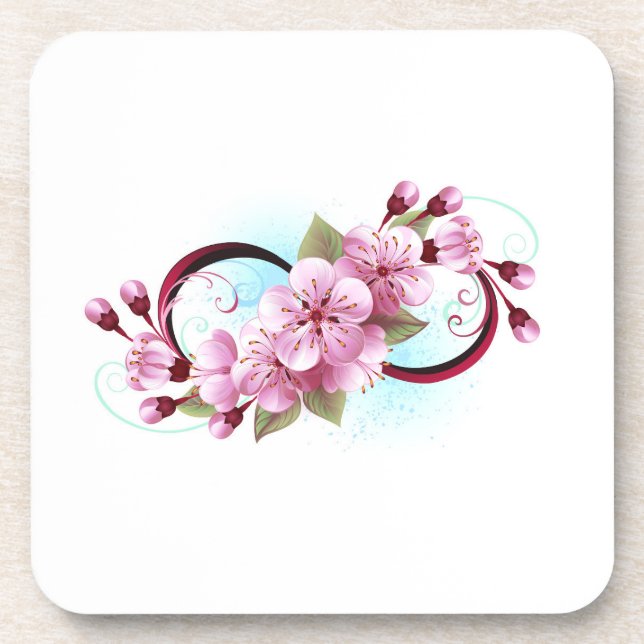Infinity with Sakura Blossom Flowers Coaster (Front)