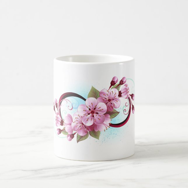 Infinity with Sakura Blossom Flowers Coffee Mug (Center)