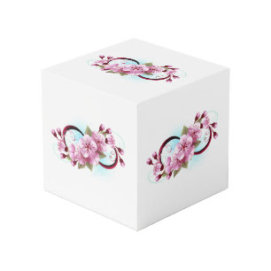 Infinity with Sakura Blossom Flowers Cube