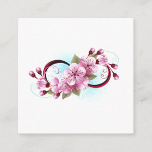 Infinity with Sakura Blossom Flowers Enclosure Card