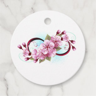 Infinity with Sakura Blossom Flowers Favour Tags