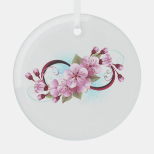 Infinity with Sakura Blossom Flowers Glass Tree Decoration
