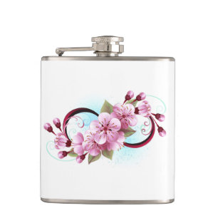Infinity with Sakura Blossom Flowers Hip Flask