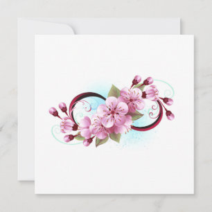 Infinity with Sakura Blossom Flowers Holiday Card