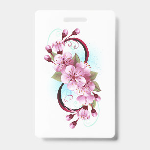 Infinity with Sakura Blossom Flowers ID Badge