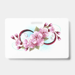 Infinity with Sakura Blossom Flowers ID Badge