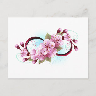Infinity with Sakura Blossom Flowers Invitation Postcard