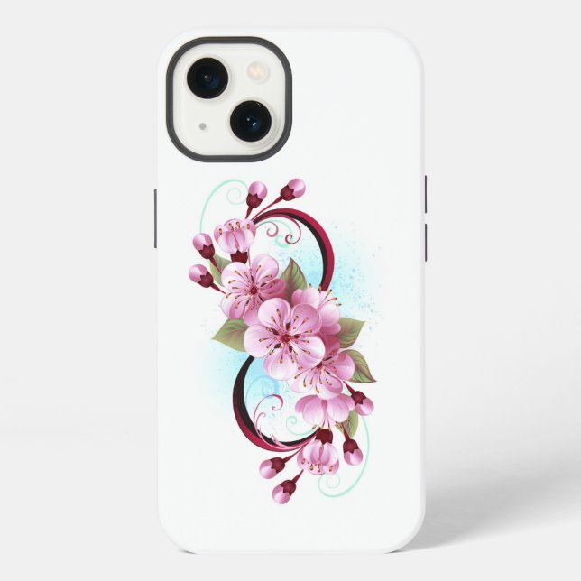 Infinity with Sakura Blossom Flowers iPhone Case (Back)