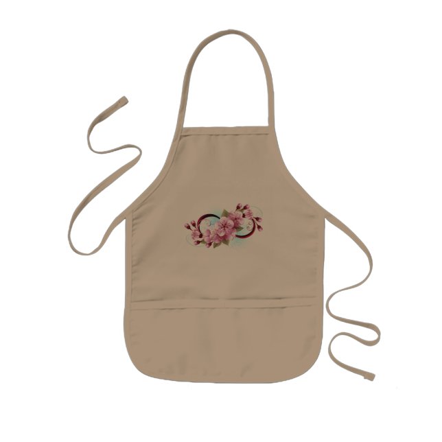 Infinity with Sakura Blossom Flowers Kids Apron (Front)