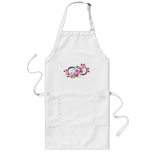 Infinity with Sakura Blossom Flowers Long Apron (Front)