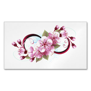 Infinity with Sakura Blossom Flowers Magnetic Business Card