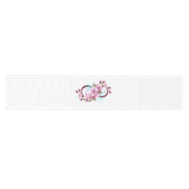 Infinity with Sakura Blossom Flowers Medium Table Runner (Horizontal)
