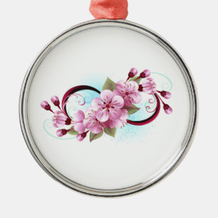 Infinity with Sakura Blossom Flowers Metal Tree Decoration