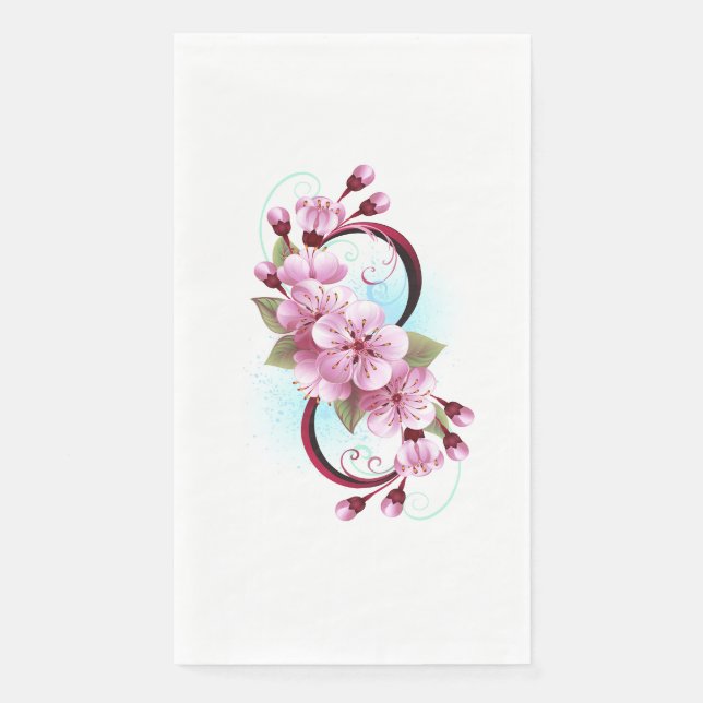 Infinity with Sakura Blossom Flowers Napkin (Front)