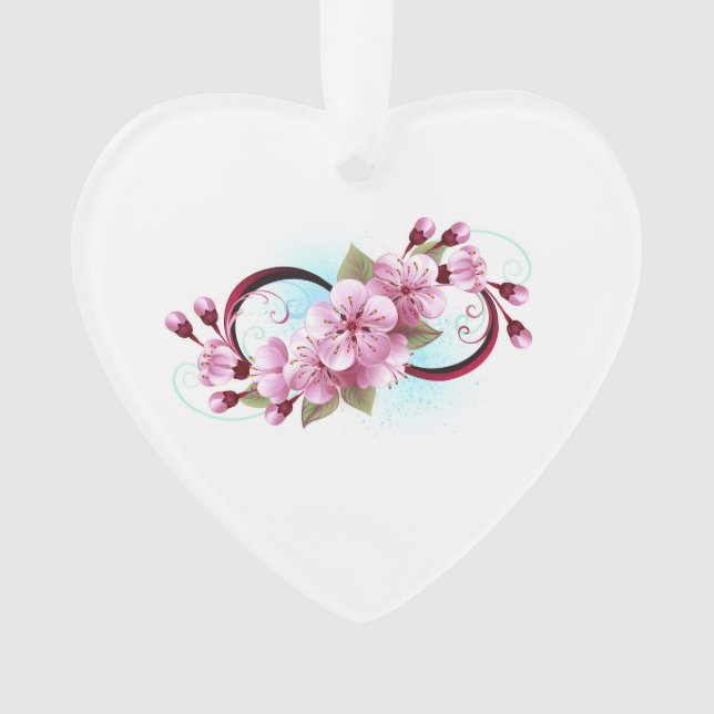 Infinity with Sakura Blossom Flowers Ornament (Front)