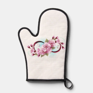 Infinity with Sakura Blossom Flowers Oven Mitt