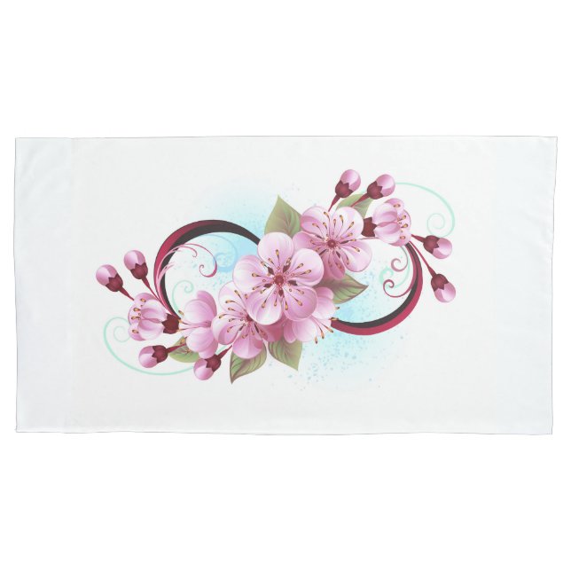 Infinity with Sakura Blossom Flowers Pillowcase (Front)
