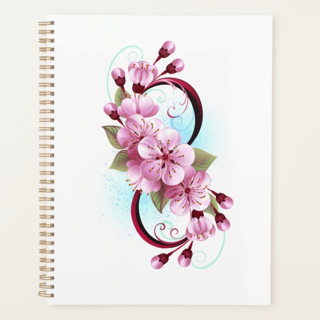 Infinity with Sakura Blossom Flowers Planner (Front)