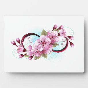 Infinity with Sakura Blossom Flowers Plaque