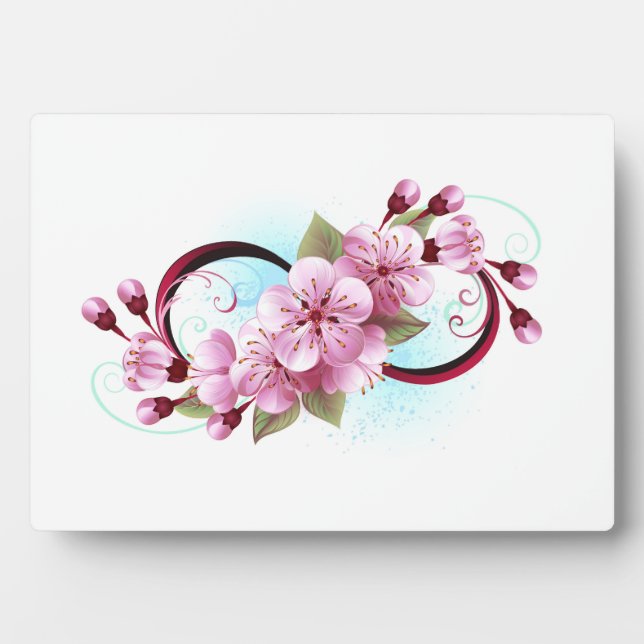 Infinity with Sakura Blossom Flowers Plaque (Front)