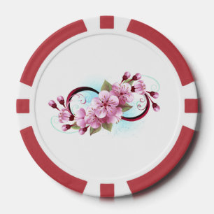 Infinity with Sakura Blossom Flowers Poker Chips