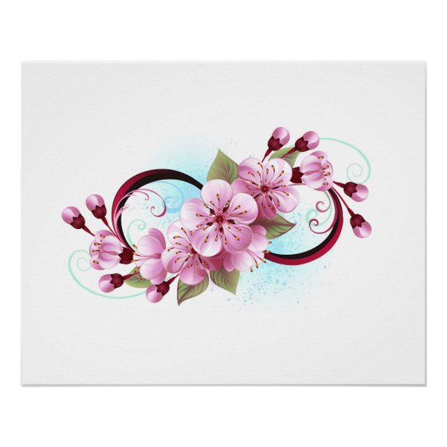 Infinity with Sakura Blossom Flowers Poster (Front)