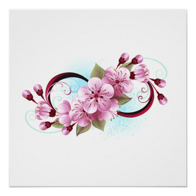 Infinity with Sakura Blossom Flowers Poster (Front)