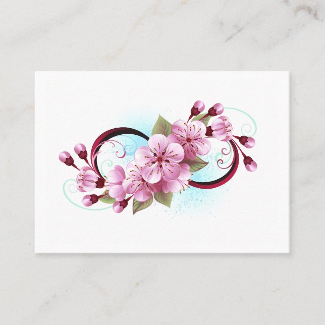 Infinity with Sakura Blossom Flowers Referral Card (Front)