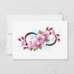 Infinity with Sakura Blossom Flowers RSVP Card