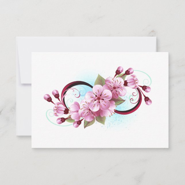 Infinity with Sakura Blossom Flowers RSVP Card (Front)