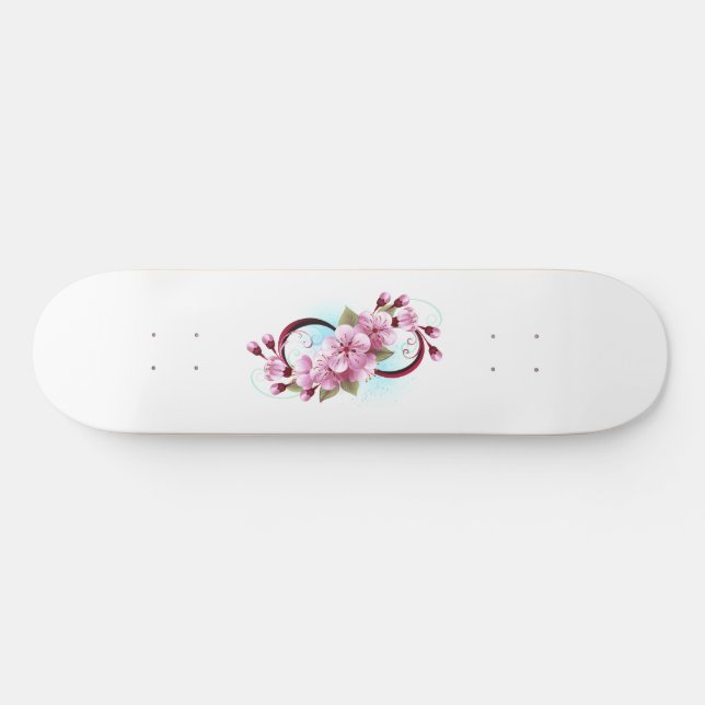 Infinity with Sakura Blossom Flowers Skateboard (Horz)