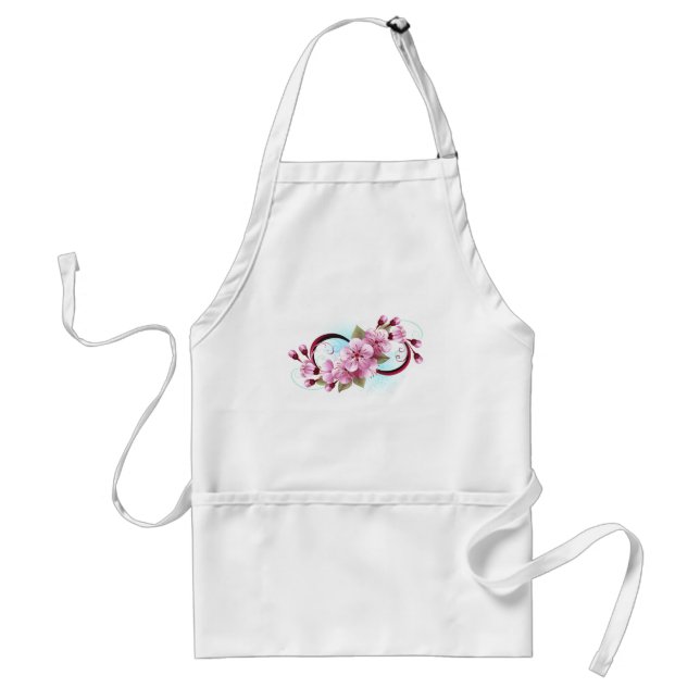 Infinity with Sakura Blossom Flowers Standard Apron (Front)