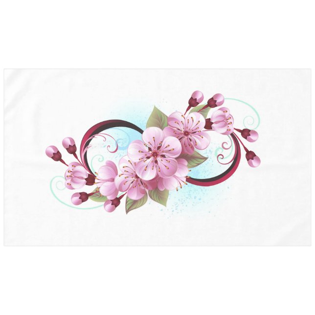 Infinity with Sakura Blossom Flowers Tablecloth (Front (Horizontal))