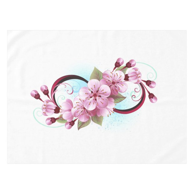 Infinity with Sakura Blossom Flowers Tablecloth (Front (Horizontal))