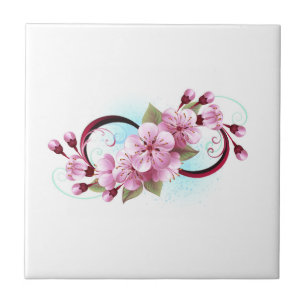 Infinity with Sakura Blossom Flowers Tile