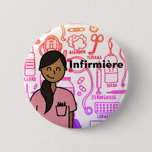 Infirmière swipes in 6 cm round badge