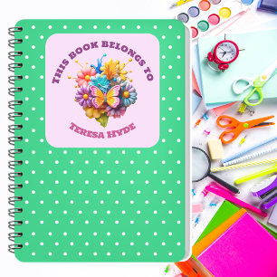 Inflamable 3D Flowers Buttefly Coloful Bookplates Square Sticker