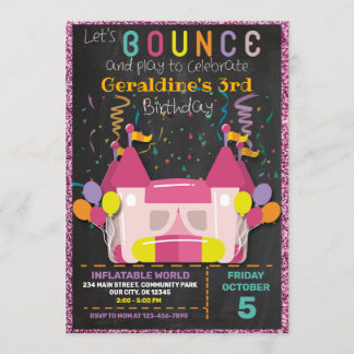 INFLATABLE BOUNCE SLIDE CASTLE BIRTHDAY INVITATION