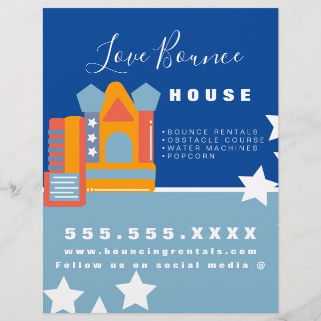 Inflatable Castle Jump House Bounce Party Rentals Flyer (Front)